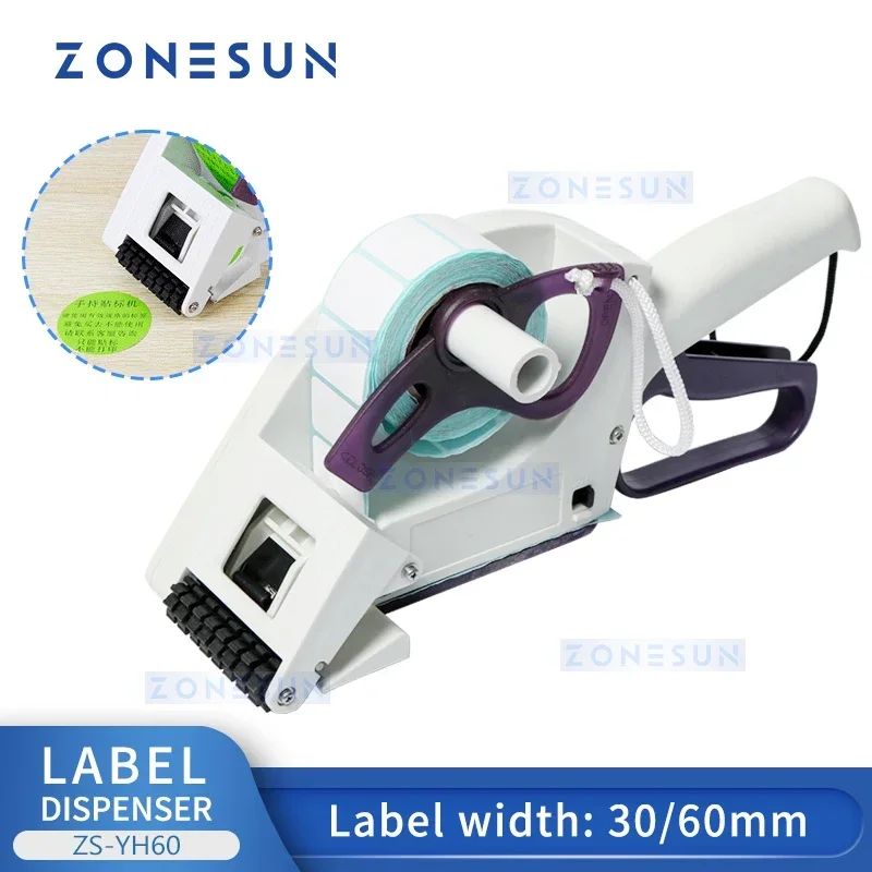 ZONESUN YH-60 Mano Manual Etiquetadora plana Máquina de embalaje para la etiqueta adhesiva de la tapa del cartón de la caja de la botella Manejar Etiqueta de precio Postor