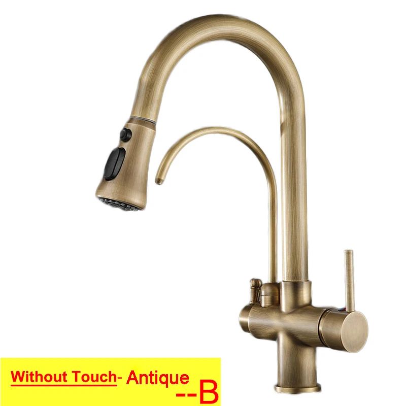 Grifos de cocina con filtro táctil inteligente, grifo mezclador de cocina extraíble en frío y caliente, color negro y dorado, Sensor de rotación, grifo de cocina con filtro táctil