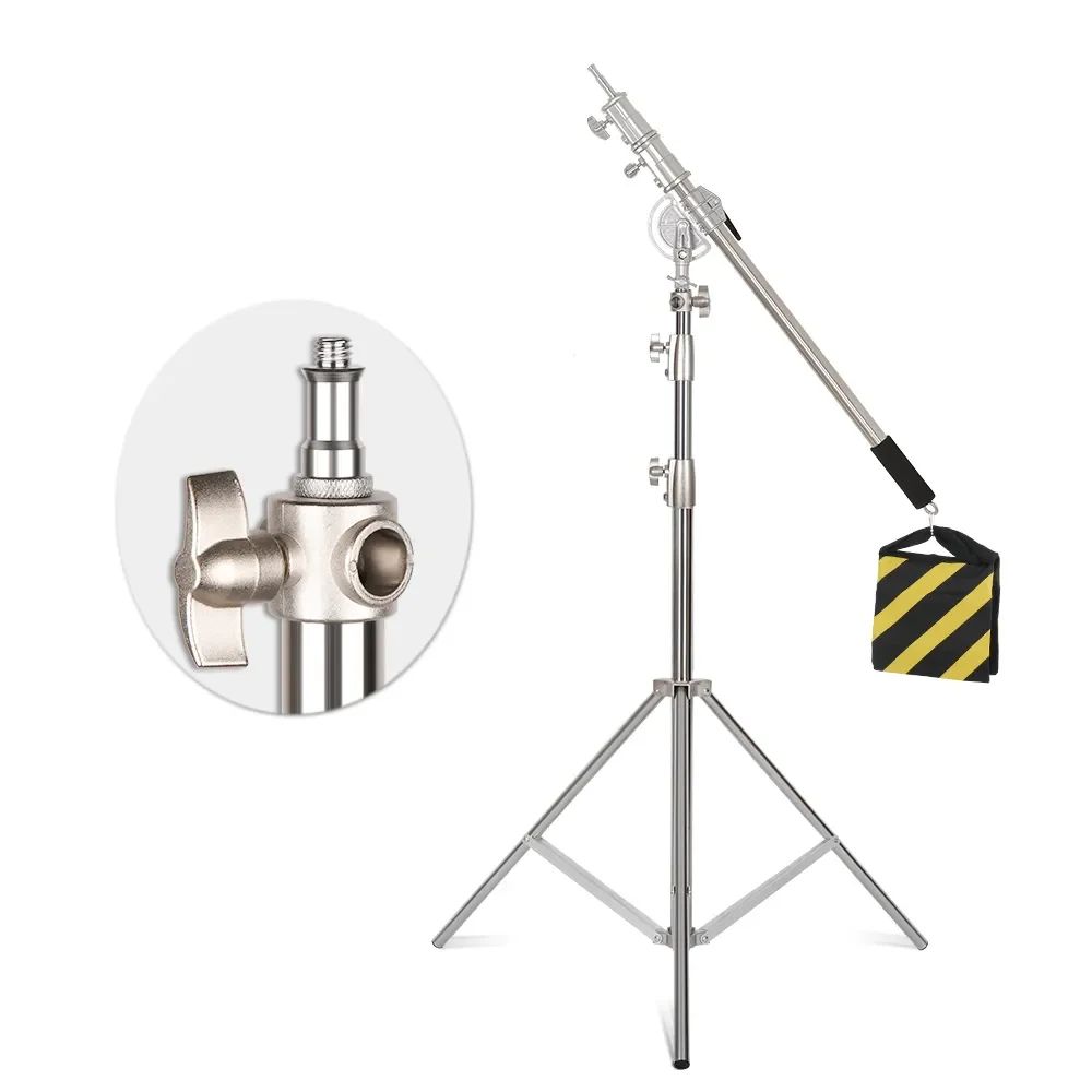 Trípode de aleación de aluminio y acero inoxidable de 2/2,8 M, soporte de luz plegable, trípode para fotografía, soporte en C para foco, Softbox, estudio fotográfico