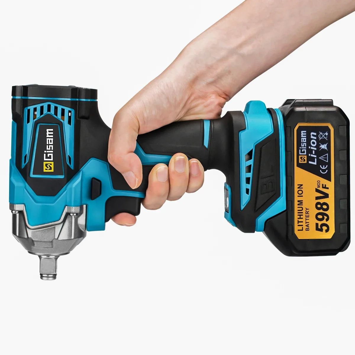 Gismis-llave de impacto eléctrica sin escobillas, 1200NM, 1/2 pulgadas, herramientas de llave eléctrica inalámbrica de alto Torque para Pin de batería Makita de 18V