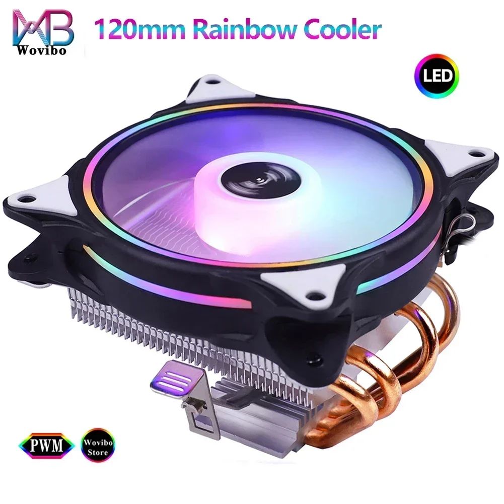 Enfriador de CPU, 4 tubos de disipación de calor, 120 mm, perfil bajo, 4 pines, LGA 115X 1200 1700 2011 X79 X99, AM4 AM5