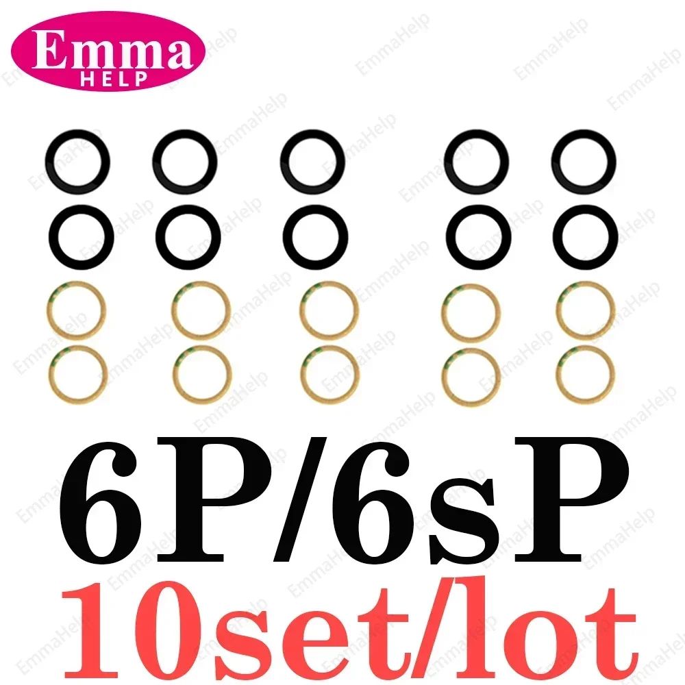 EmmaHelp, 10 Uds., cristal de cámara trasera para iPhone 7 8 Plus 6 6S 6Plus 7Plus X XR XS Max 11 12, lente de cubierta trasera, piezas de soporte adhesivo 3M