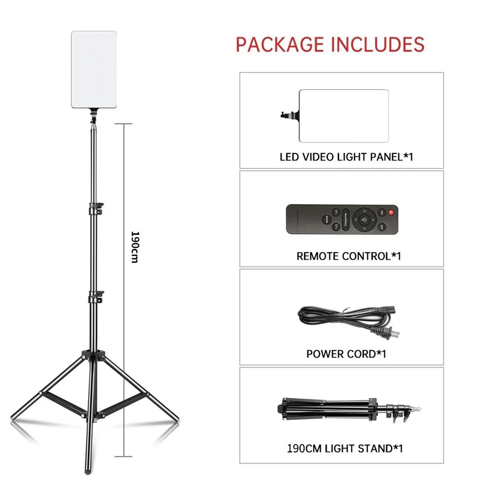 Luz LED de Video SH de 24'' y 90W, Panel de Iluminación Regulable para Fotografía, Selfies, Estudio Fotográfico, Transmisión en Vivo, Lámpara de Relleno con Trípode