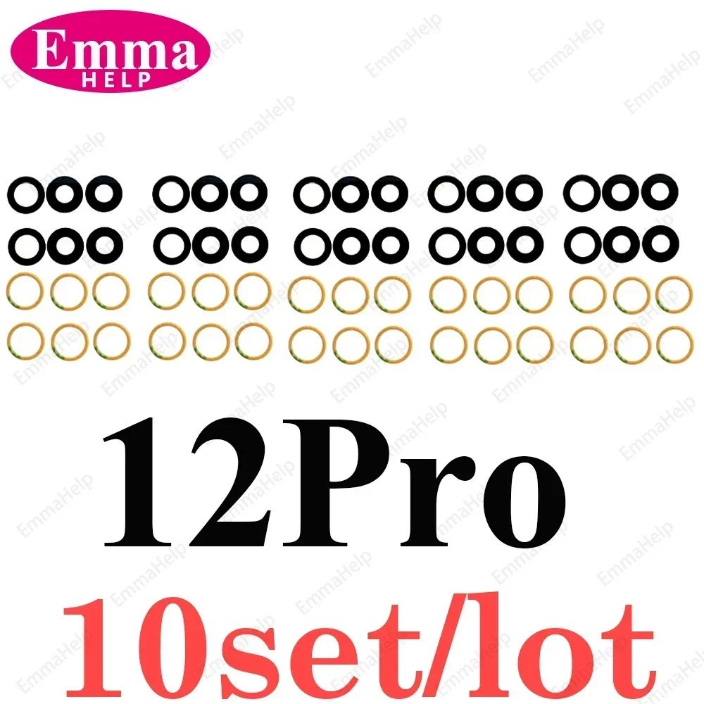 EmmaHelp, 10 Uds., cristal de cámara trasera para iPhone 7 8 Plus 6 6S 6Plus 7Plus X XR XS Max 11 12, lente de cubierta trasera, piezas de soporte adhesivo 3M