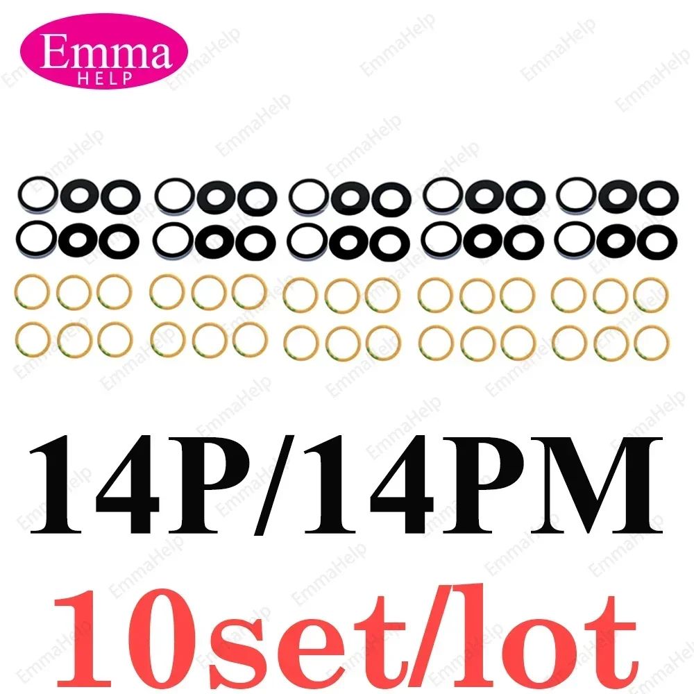 EmmaHelp, 10 Uds., cristal de cámara trasera para iPhone 7 8 Plus 6 6S 6Plus 7Plus X XR XS Max 11 12, lente de cubierta trasera, piezas de soporte adhesivo 3M