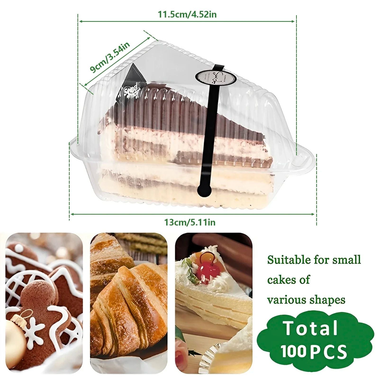 100 Uds. Tazas de postre multiusos con tapas contenedor de magdalenas reutilizable de 8oz caja de postre individual cuadrada transparente caja de almacenamiento de pasteles sellada