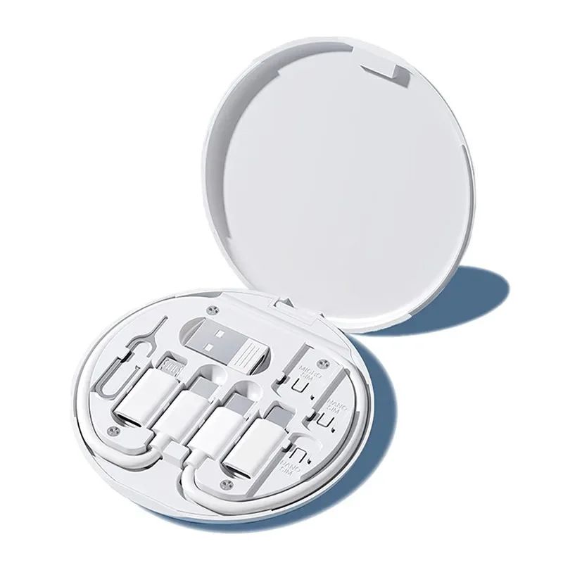 60W Multi tipo C a USB C a Micro USB a iluminación Kit de cables de teléfono de carga rápida para IPhone 14 13 15 Pro caja de almacenamiento de cables de datos
