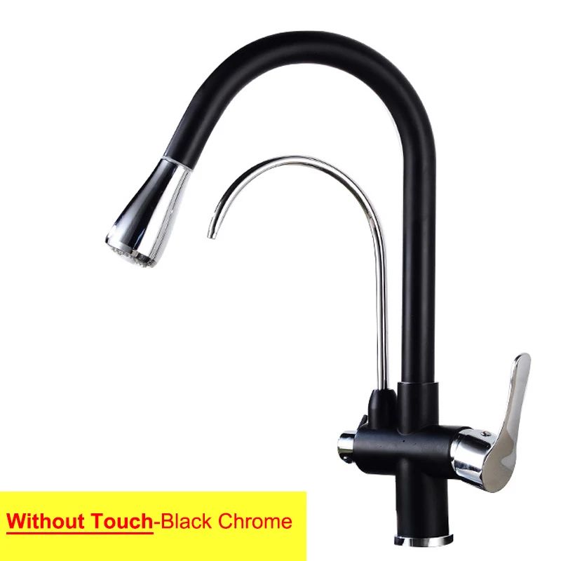 Grifos de cocina con filtro táctil inteligente, grifo mezclador de cocina extraíble en frío y caliente, color negro y dorado, Sensor de rotación, grifo de cocina con filtro táctil
