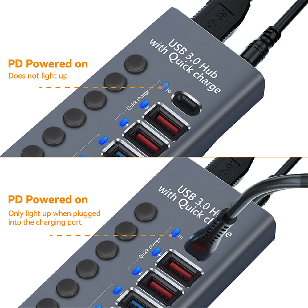USB 3,0 Hub Socket Switch 4 6 10 puertos concentrador multi-tap multipuerto estación de acoplamiento cargador fuente de alimentación múltiple tipo C