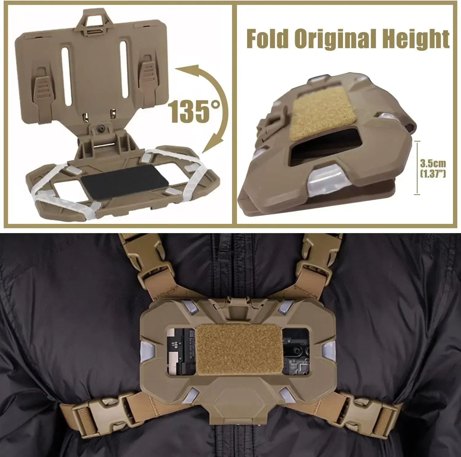 Tablero de navegación plegable MOLLE táctico, funda de mapa militar para caza, Panel de administrador, soporte para teléfono móvil, chaleco Airsoft, equipo