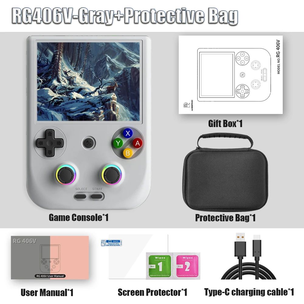 ANBERNIC-consola de juegos portátil RG 406V, pantalla multitáctil IPS de 4 ", Android13, videojuegos Retro, juego 512G, RG406V, compatible con 1080p DP