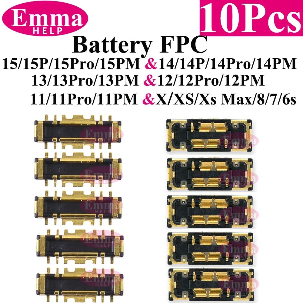 10 Uds batería FPC conector Flex Cable para iPhone 14 15 Plus 13 12 11 Pro Max 7 6S X XR 8 Plus Clip enchufe