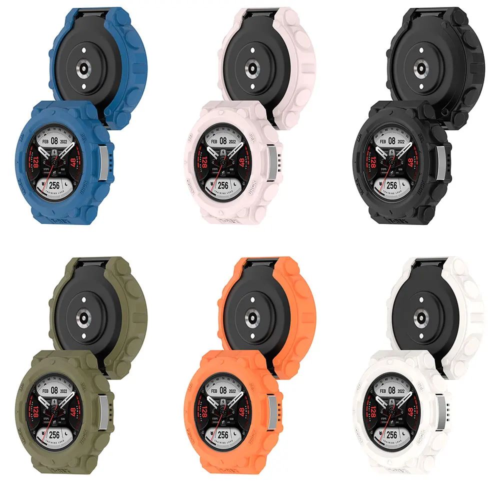 Funda 2 en 1 + película de vidrio templado para Huami Amazfit T Rex 2 TPU Protector de pantalla de PC y cubierta protectora de parachoques para Amazfit TRex2
