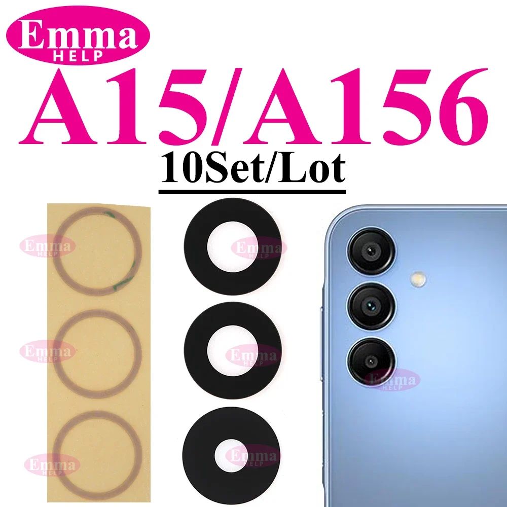 Lente de cristal de cámara trasera para Samsung Glaxy A14 A54 A05 A15 A55 A35 A34 A04 A25 A04s A05s A24 trasera con adhesivo adhesivo, 10 Uds.