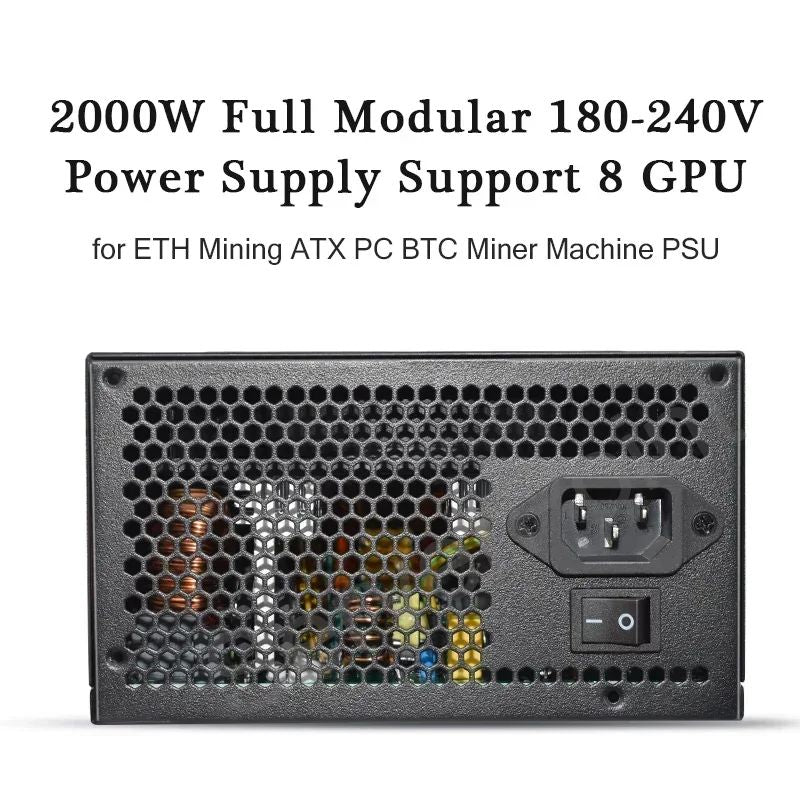 160V-240V ETC RVN ATX PC PSU para máquina de minería BTC módulo completo 1800W 2000W fuente de alimentación de minería compatible con 8 GPU