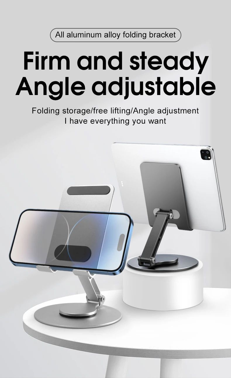 Soporte giratorio para teléfono móvil, soporte de Metal de aluminio para teléfono, soporte Universal plegable para tableta y teléfono de escritorio, alta calidad, 1/2 Uds.
