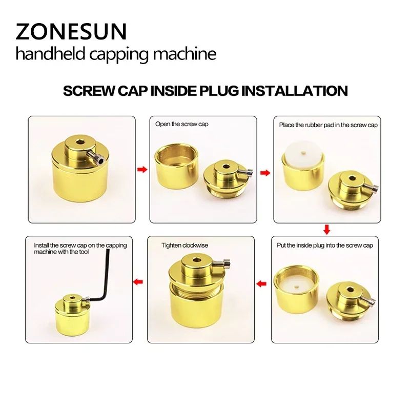 ZONESUN Máquina taponadora manual Taponadora de botellas de aceite de humo de plástico con tornillo (10-30 mm)