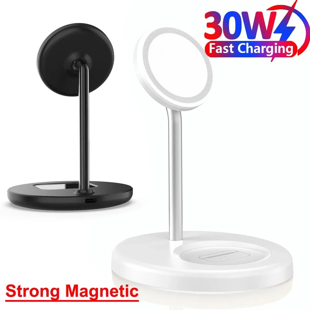 Soporte de cargador inalámbrico magnético 2 en 1, estación de carga de teléfono para iPhone 15, 14, 13, 12, 11 Pro Max, cargadores rápidos de AirPods