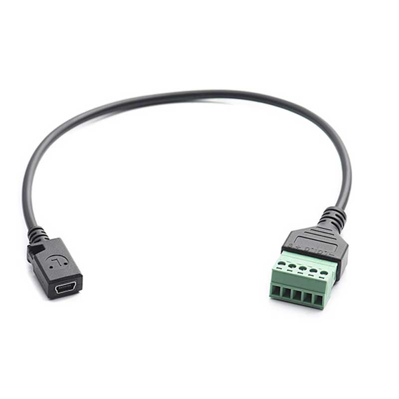 USB 2,0 hembra B Micro usb mini usb tipo C macho a conector de tornillo hembra de 5 pines con Cable adaptador de enchufe de Terminal de escudo 1 pies