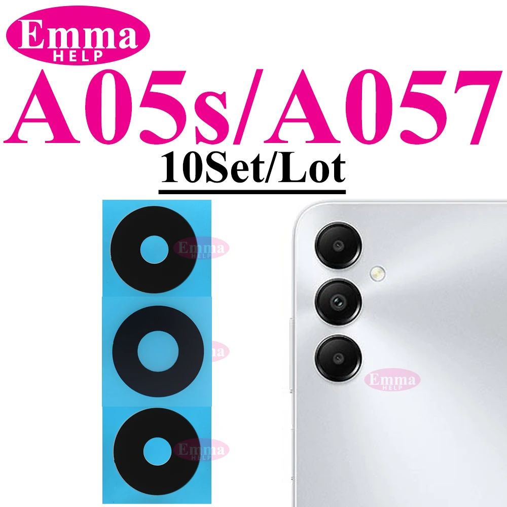 Lente de cristal de cámara trasera para Samsung Glaxy A14 A54 A05 A15 A55 A35 A34 A04 A25 A04s A05s A24 trasera con adhesivo adhesivo, 10 Uds.