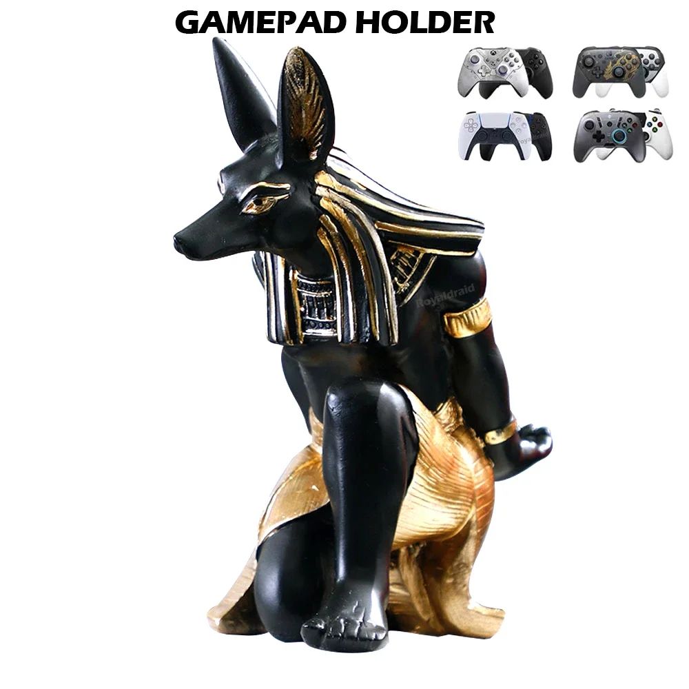 Soporte de resina para controlador de God Anubis de Egipto para PS4/PS5/XBOX/Switch, soporte para teléfono móvil, soporte de exhibición de escritorio, Gif de Navidad