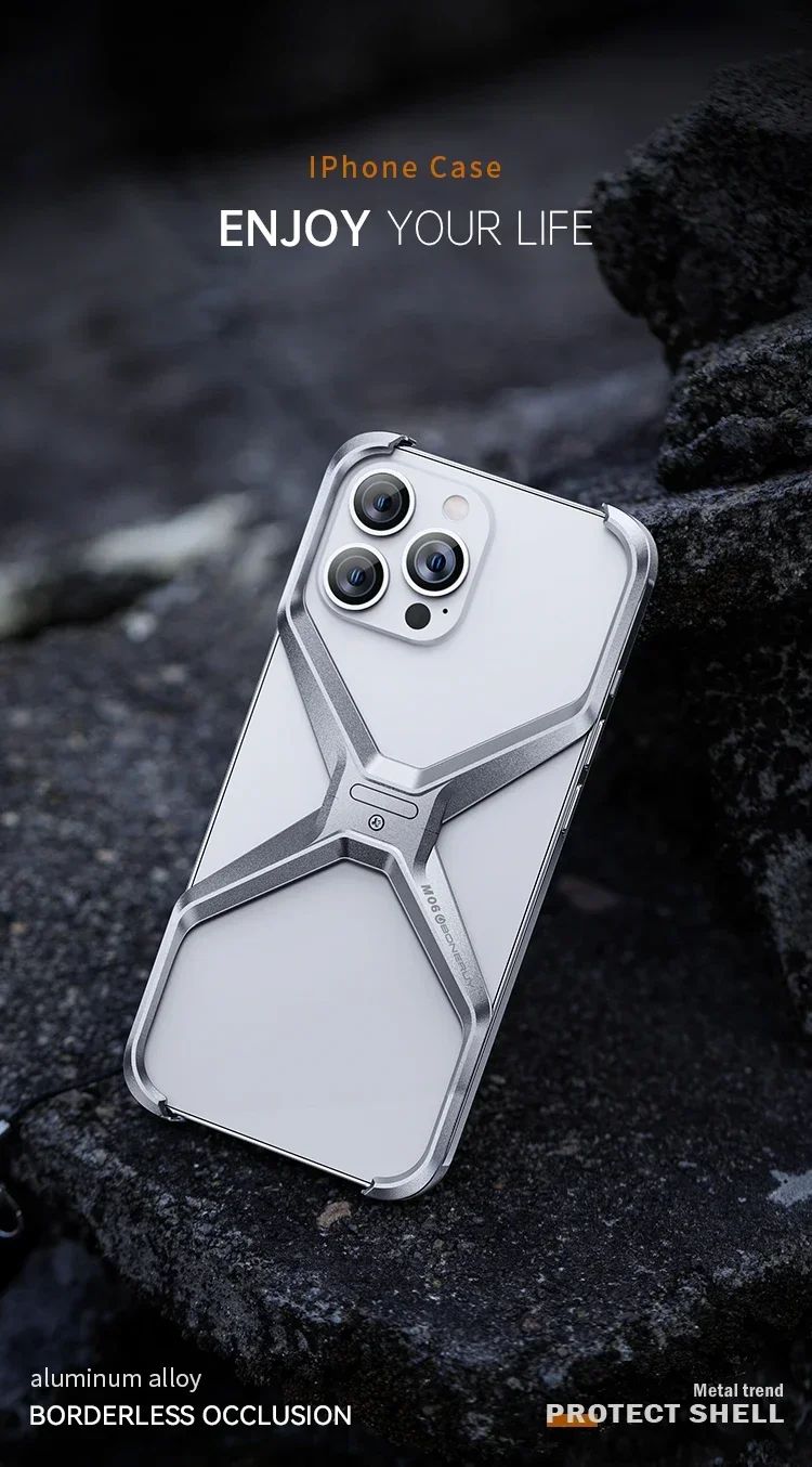 Funda Protectora de Aluminio Extraíble con Disipación de Calor y Resistente a Impactos para IPHONE 16 Pro Max, Carcasa Metálica sin Marco para iPhone 14, 15, 16 Pro Max