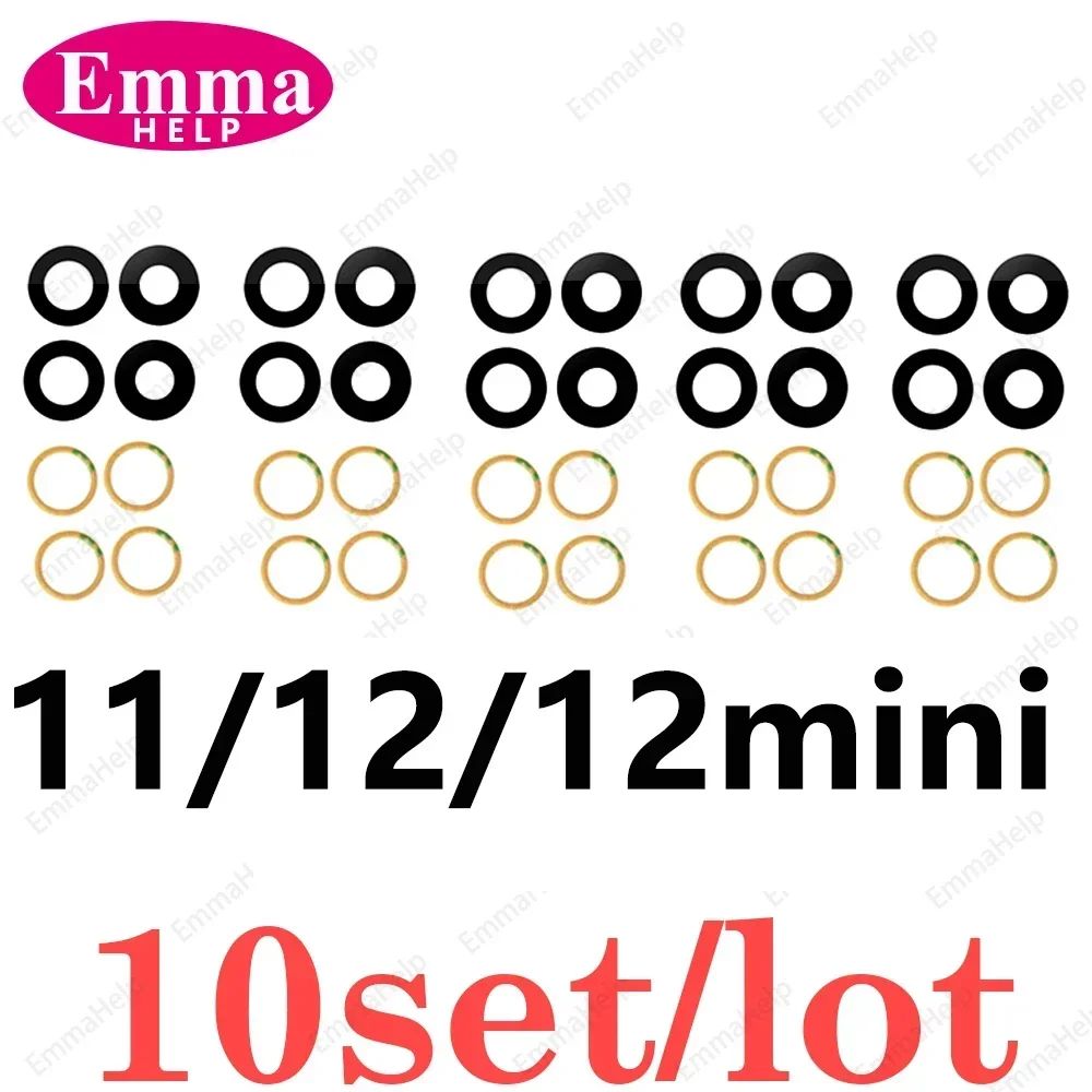 EmmaHelp, 10 Uds., cristal de cámara trasera para iPhone 7 8 Plus 6 6S 6Plus 7Plus X XR XS Max 11 12, lente de cubierta trasera, piezas de soporte adhesivo 3M