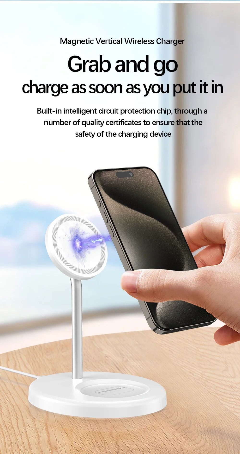 Soporte de cargador inalámbrico magnético 2 en 1, estación de carga de teléfono para iPhone 15, 14, 13, 12, 11 Pro Max, cargadores rápidos de AirPods