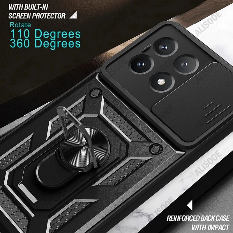 Funda Protectora para POCO X8 Pro Max X7 X6 Pro 5G, Funda con Anillo y Soporte para Xiaomi POCO X8 Pro, Protección para la Lente de la Cámara