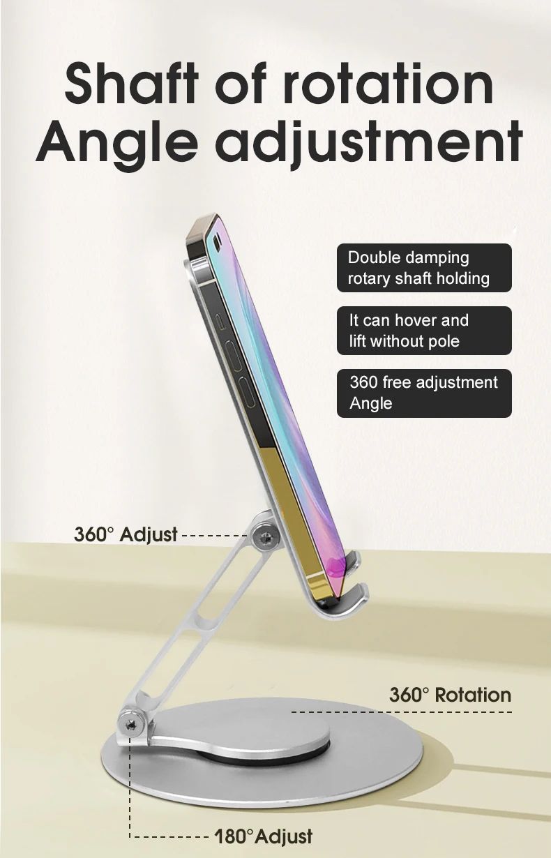 Soporte giratorio para teléfono móvil, soporte de Metal de aluminio para teléfono, soporte Universal plegable para tableta y teléfono de escritorio, alta calidad, 1/2 Uds.