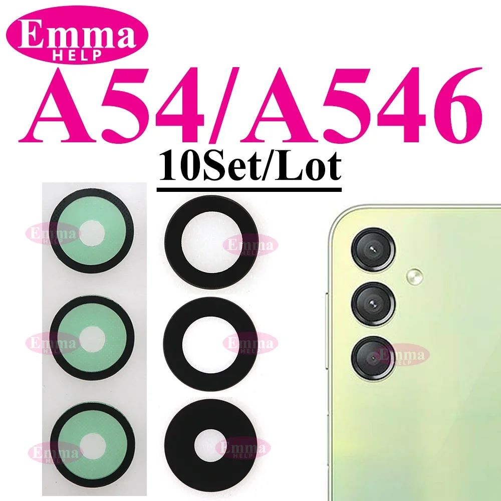 Lente de cristal de cámara trasera para Samsung Glaxy A14 A54 A05 A15 A55 A35 A34 A04 A25 A04s A05s A24 trasera con adhesivo adhesivo, 10 Uds.