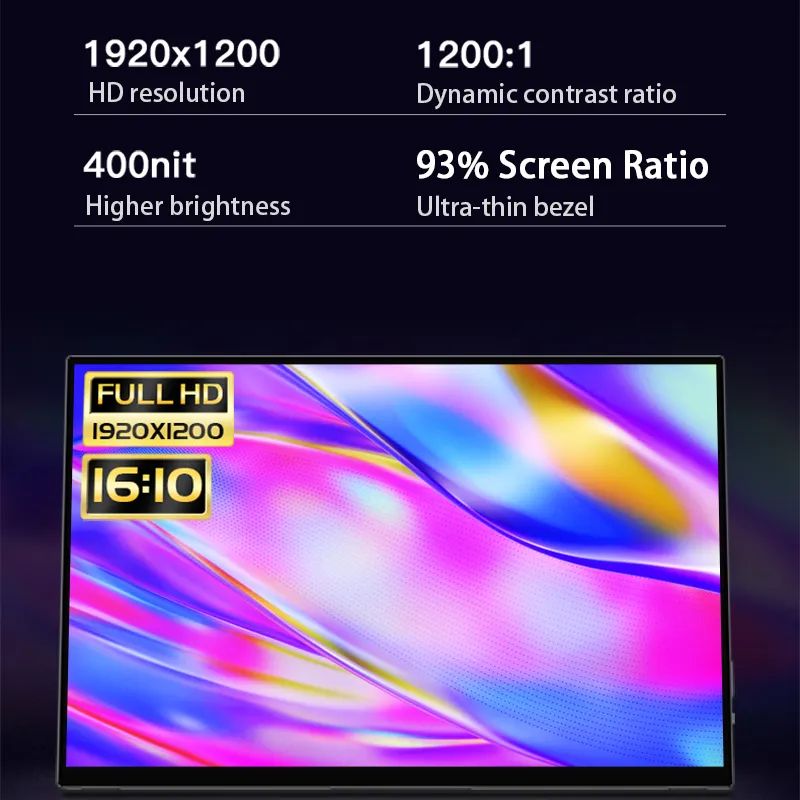 VCHANCE-Monitor portátil de 14 pulgadas, pantalla táctil FHD de 1920x1200p, pantalla de viaje compatible con HDMI para ordenador portátil, teléfono, Xbox Switch PS4/5