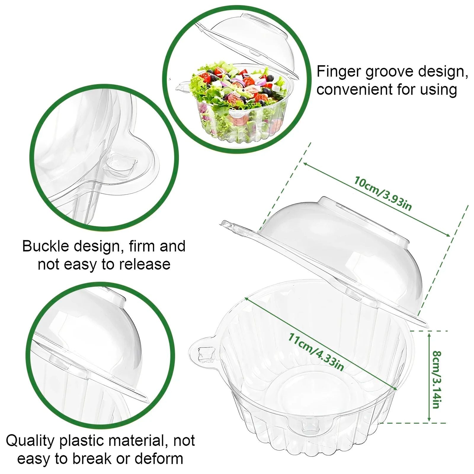 100 Uds. Tazas de postre multiusos con tapas contenedor de magdalenas reutilizable de 8oz caja de postre individual cuadrada transparente caja de almacenamiento de pasteles sellada