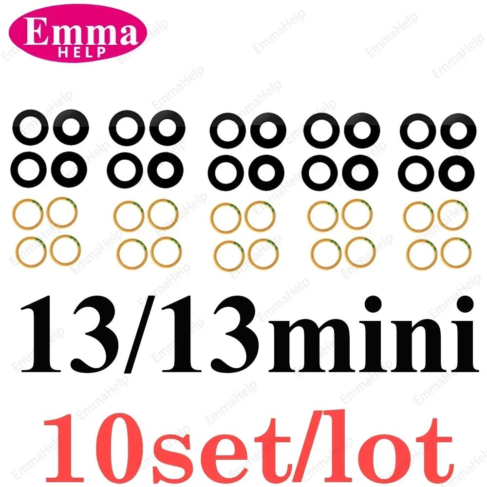 EmmaHelp, 10 Uds., cristal de cámara trasera para iPhone 7 8 Plus 6 6S 6Plus 7Plus X XR XS Max 11 12, lente de cubierta trasera, piezas de soporte adhesivo 3M