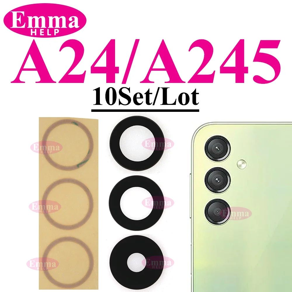 Lente de cristal de cámara trasera para Samsung Glaxy A14 A54 A05 A15 A55 A35 A34 A04 A25 A04s A05s A24 trasera con adhesivo adhesivo, 10 Uds.