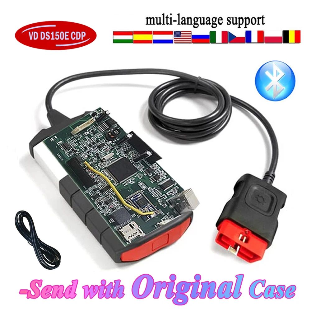 Nuevo VCI Vd Ds150e Cdp 2021.11 con Keygen VdIJk Autocoms Pro Bluetooth TNESF DELPHIS ORPDC Herramientas de Diagnóstico OBD2 para Autos y Camiones