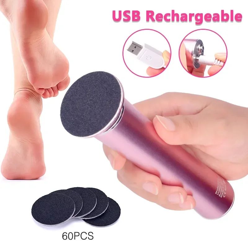 Lima eléctrica inalámbrica recargable por USB para pies, máquina eliminadora de callos y cutículas, herramientas de pedicura, herramienta para el cuidado del talón del pie con papel de lija
