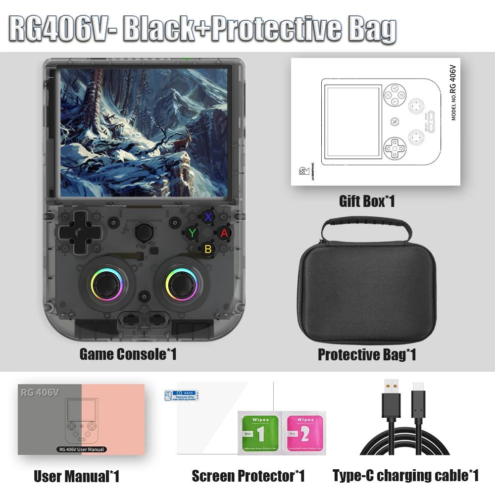 ANBERNIC-consola de juegos portátil RG 406V, pantalla multitáctil IPS de 4 ", Android13, videojuegos Retro, juego 512G, RG406V, compatible con 1080p DP