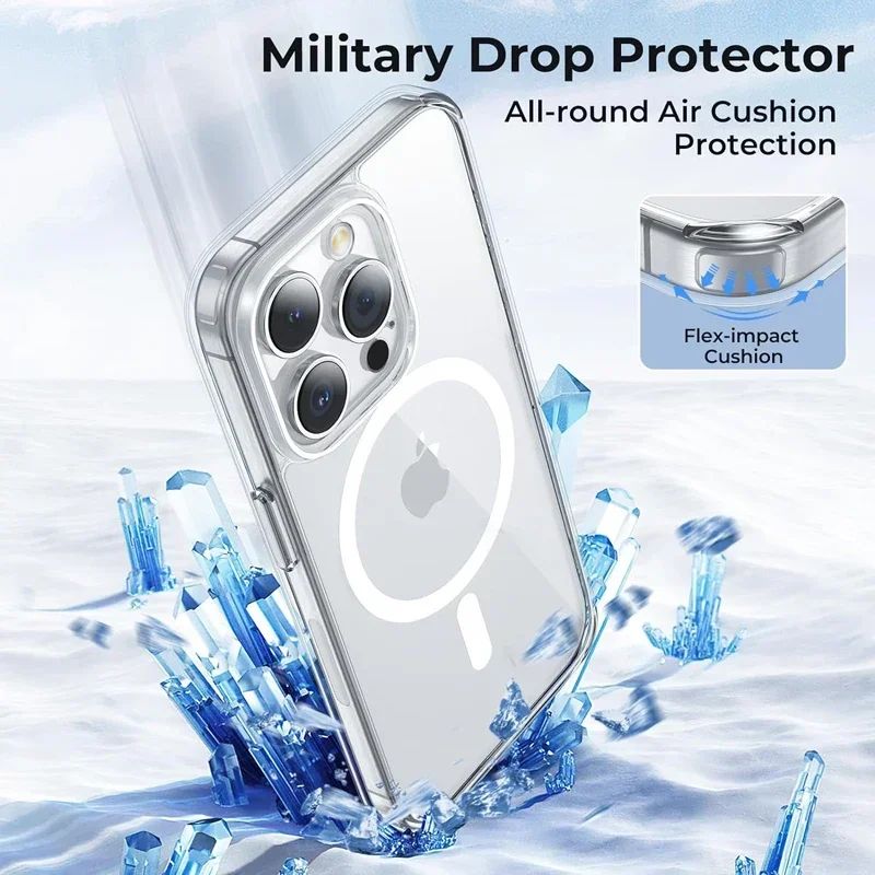 Funda transparente Original magnética para iPhone 17 Air 16 15 14 13 12 11 Pro Max mini XS XR Funda para Magsafe Funda transparente de silicona