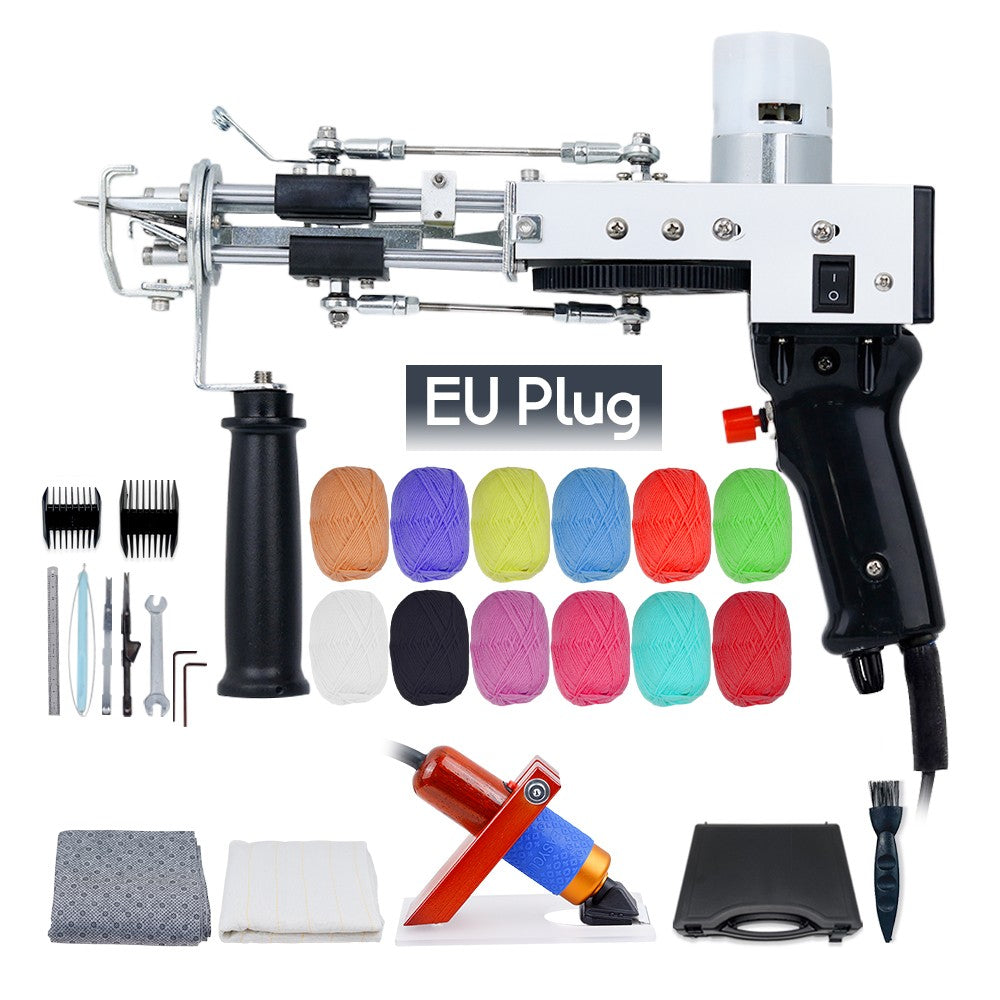 Máquina eléctrica para tejer alfombras, pistola para mechones de alfombras, herramientas para hacer alfombras, máquina de bordado manual de corte/bucle de 7-21mm, 110-220V