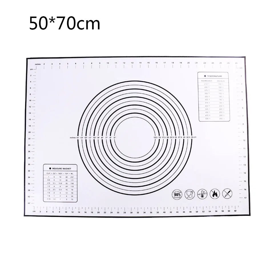 Almohadilla de silicona de 60/50/40cm, estera para hornear, hoja para amasar masa, estera para cocina, rollo de masa, Pizza, soporte antiadherente para masa grande