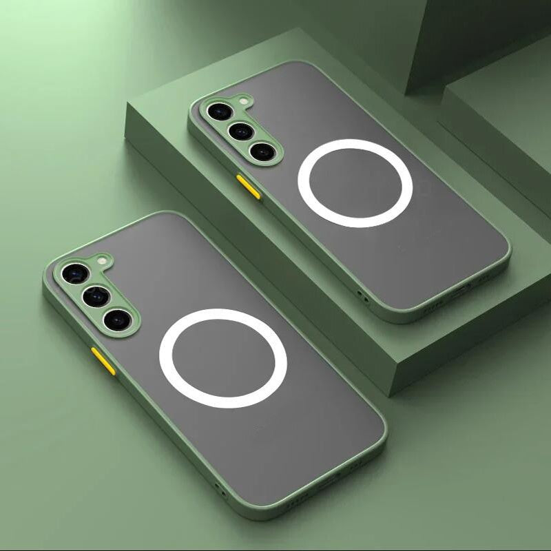 Para Magsafe funda magnética mate para Samsung Galaxy S25 S24 S23 S22 S21 Ultra Plus FE cubierta de carga inalámbrica esmerilada a prueba de golpes