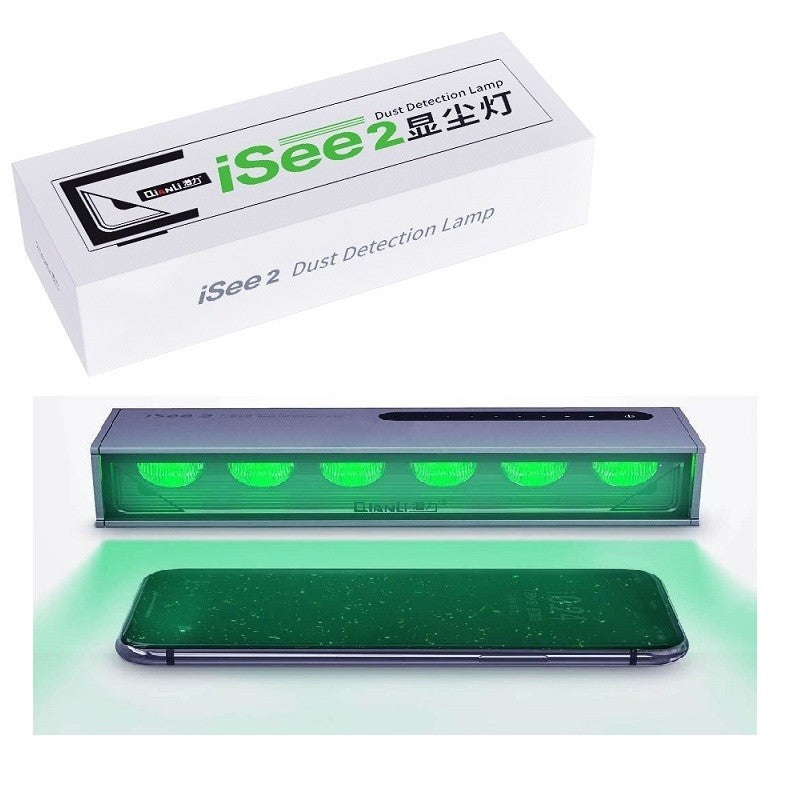 Lámpara de detección de polvo Qianli Mega ISee 2, luz UV verde y blanca, pantalla LCD, herramientas de reparación de programador de batería de teléfono móvil