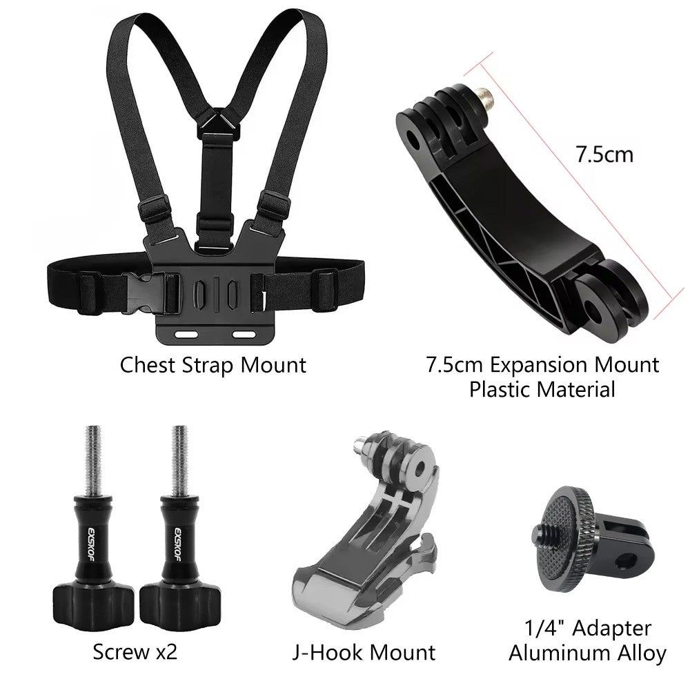 Soporte para arnés de pecho, correa ajustable para el pecho con gancho en J para GoPro Hero 13 12 11 10 9 8 7 AKASO SJCAM DJI OSMO Action Camera