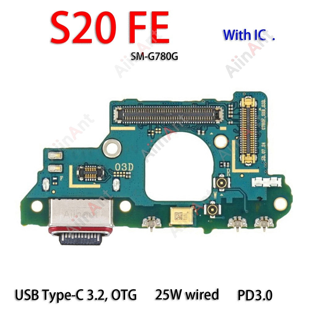 AiinAnt conector de placa de cargador USB, puerto de carga, Cable flexible, base Original For Samsung Galaxy S20 Ultra Plus FE S20 + G988B G988U G986B G986U G981B G981U G781B G780F G988N G986N G981N