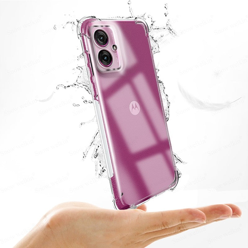 Funda de protección completa con amortiguador de Airbags para Motorola Moto G55 G45 G35 G75 G85 G05 G15 Power 5G, funda transparente suave de TPU a prueba de golpes