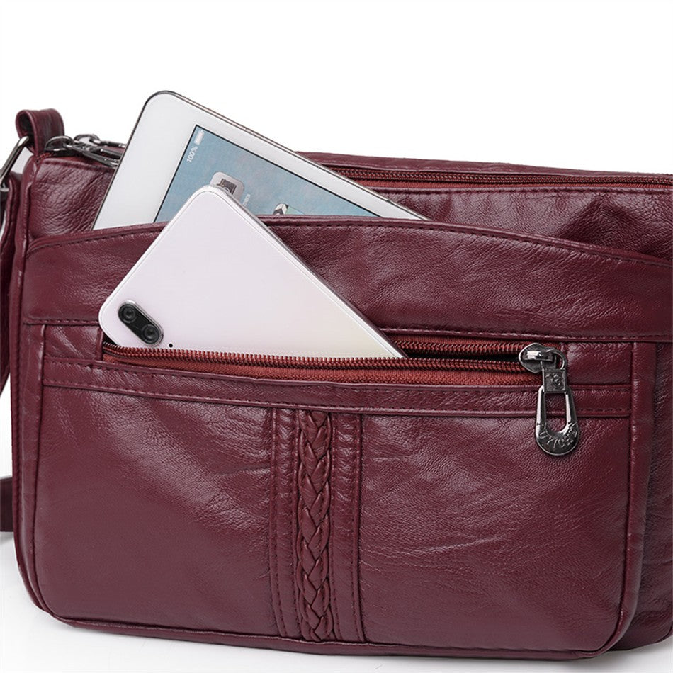 Bolso bandolera de Color liso que combina con todo, bolsos de hombro de alta capacidad para mujer, bolso de mano de piel sintética de alta calidad 2021