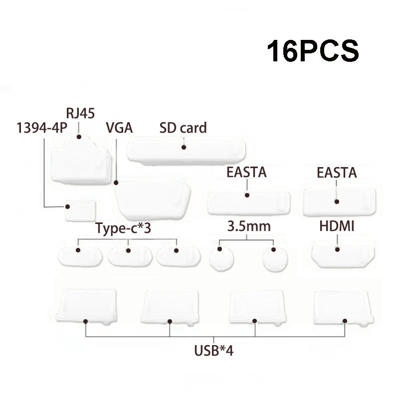 1 Juego/16 piezas de tapones de silicona antipolvo para portátiles, cubiertas protectoras para puertos USB tipo C, HDTV, RJ45, impermeables