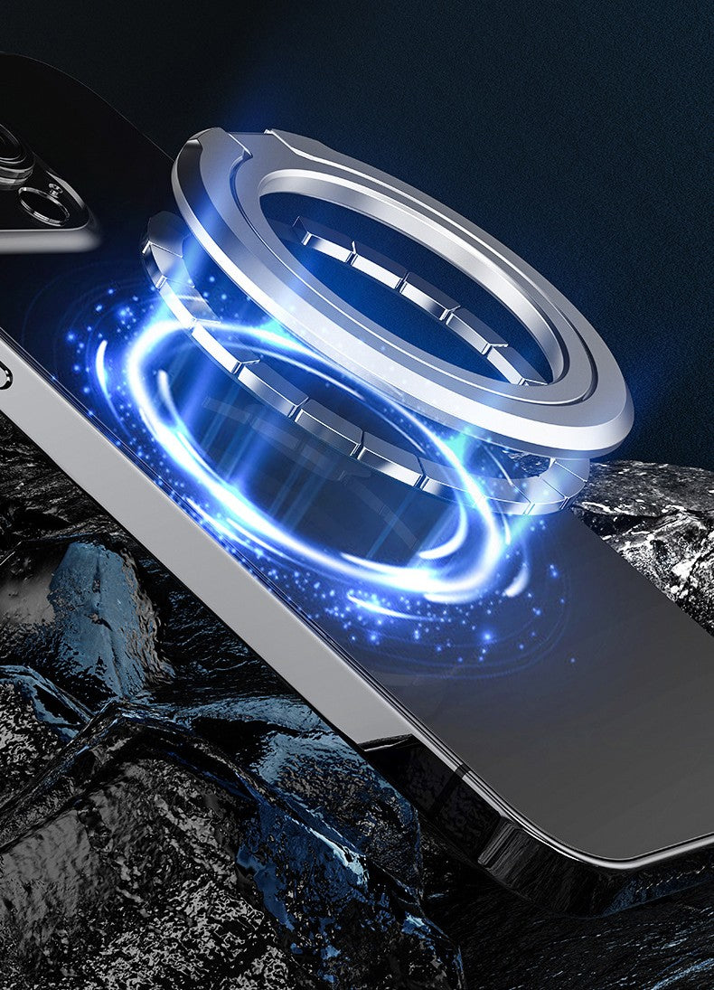 Para Magsafe Metal Glitter 1 Uds polvo fuerte soporte de anillo de succión magnética para soporte de teléfono móvil etal 360 °   Carga giratoria