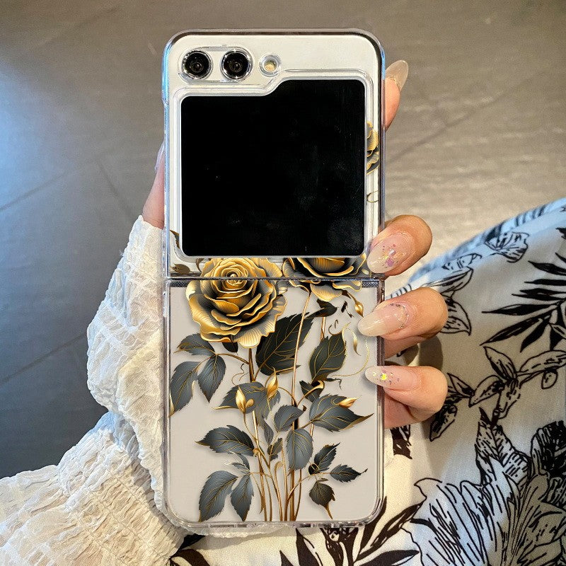 Funda transparente con diseño de flores para Samsung Galaxy Z Flip8 Flip7 FE Flip6, funda plegable transparente para Samsung Z Flip 8 7 5 4 3